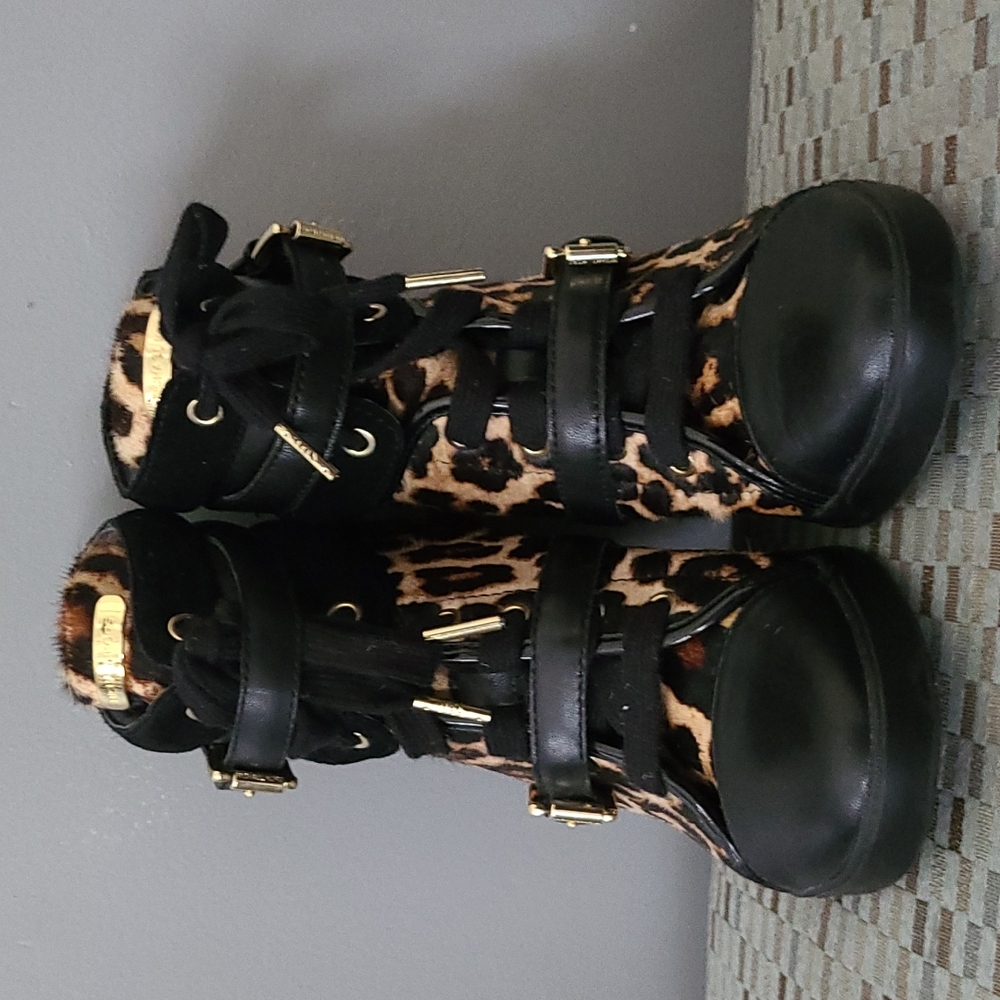 EUC MK Leopard wedge sneakers